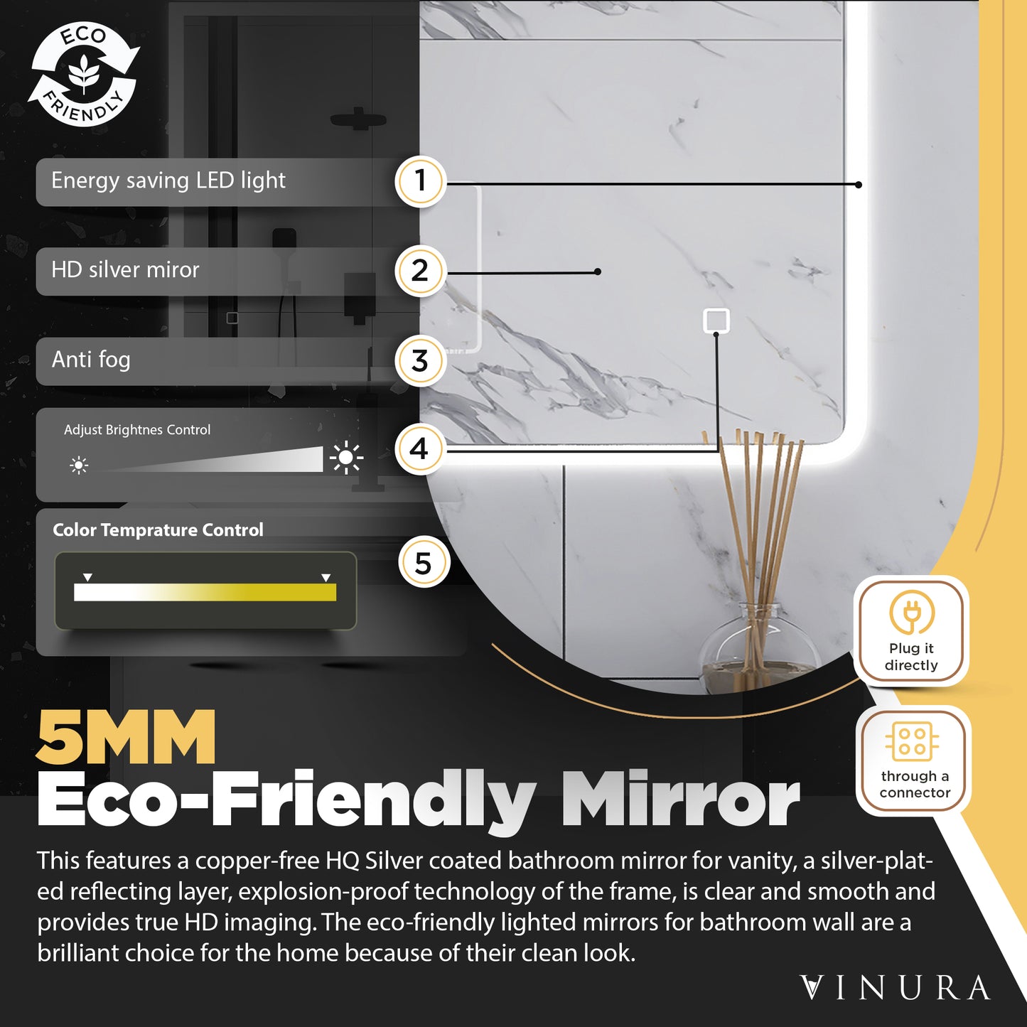Bathroom Mirrors for Vanity - 32” Silver Lighted Vanity Mirror
