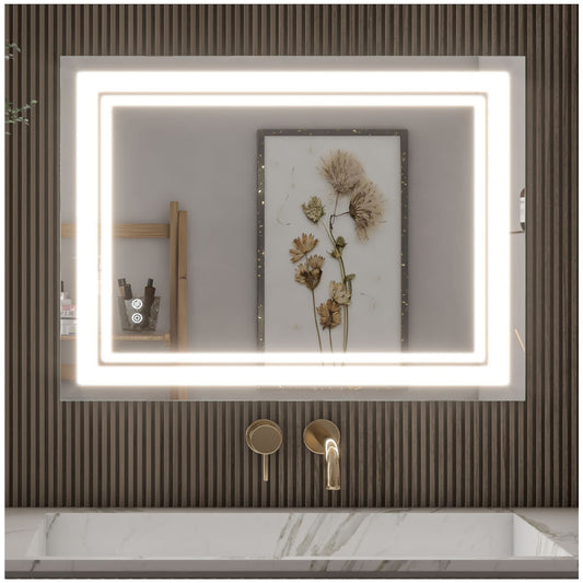 Bathroom Mirrors for Wall - 28” Silver LED Bathroom Mirror