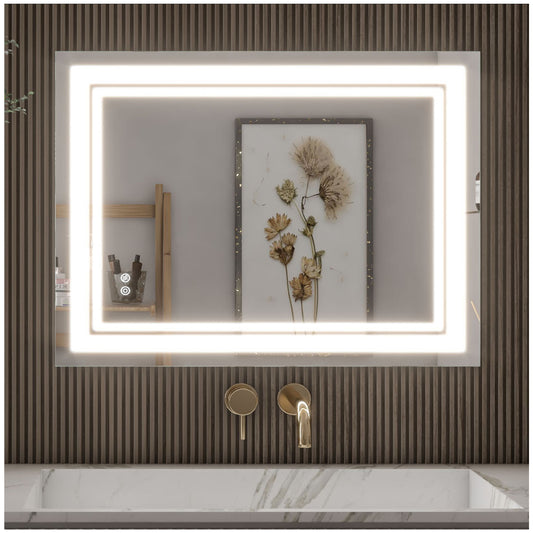 Bathroom Mirror with Lights - 24” Silver Lighted Vanity Mirror