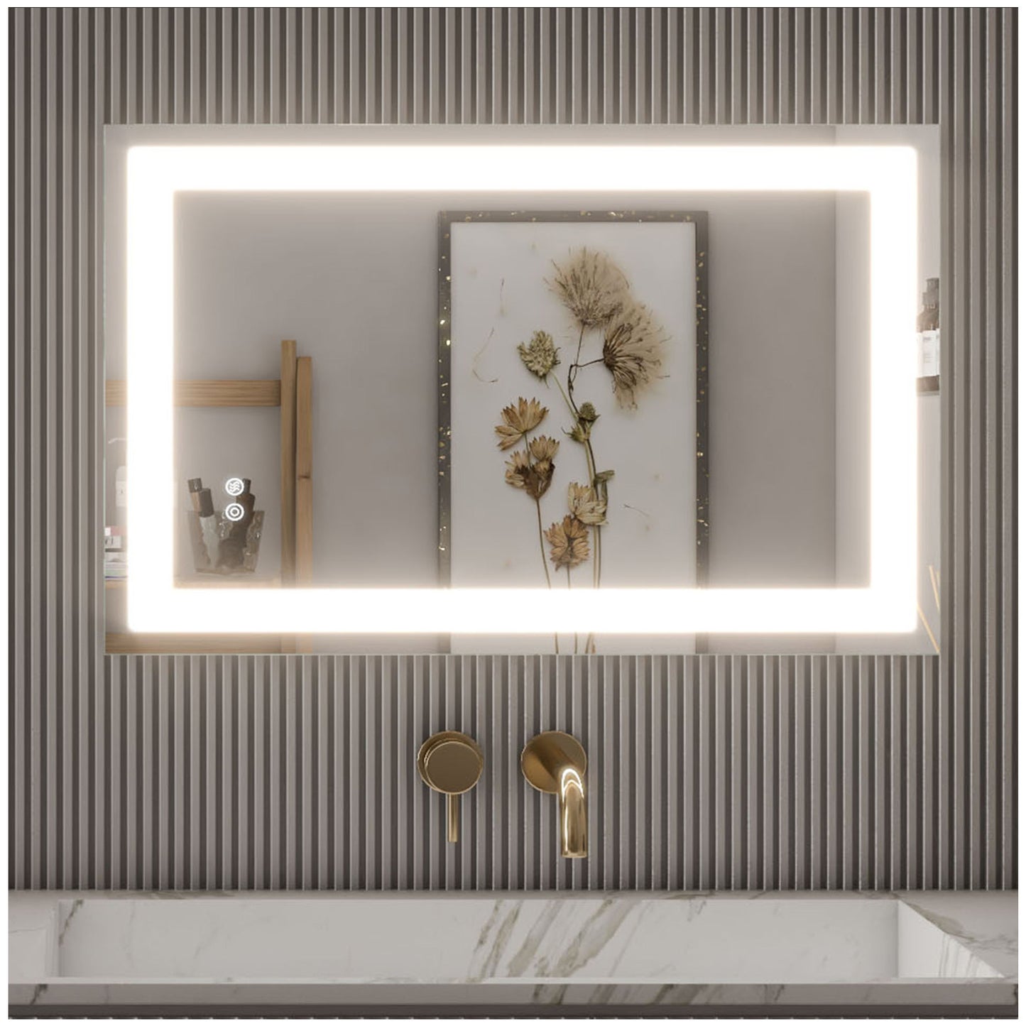 Modern LED Bathroom Mirror - 24” Silver Wall Mirror for Bathroom