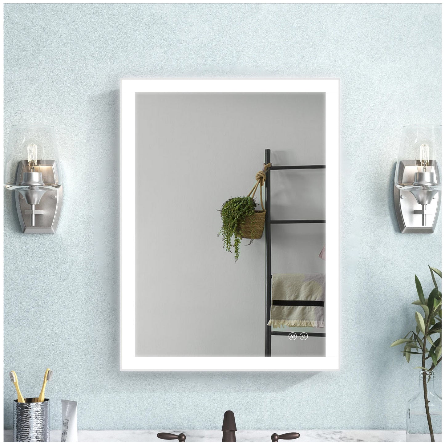 LED Mirror for Bathroom - 20” White Bathroom Mirror with Lights