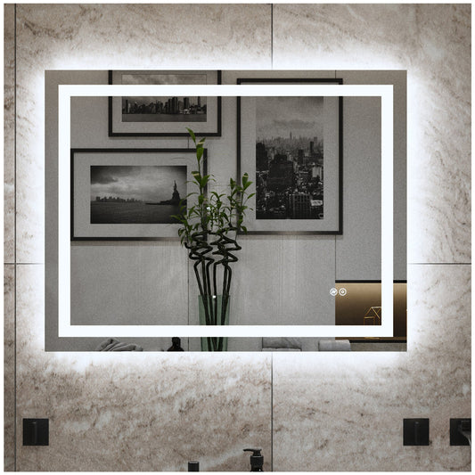 LED Mirror for Bathroom - 36” White Aluminum Bathroom Vanity Mirror