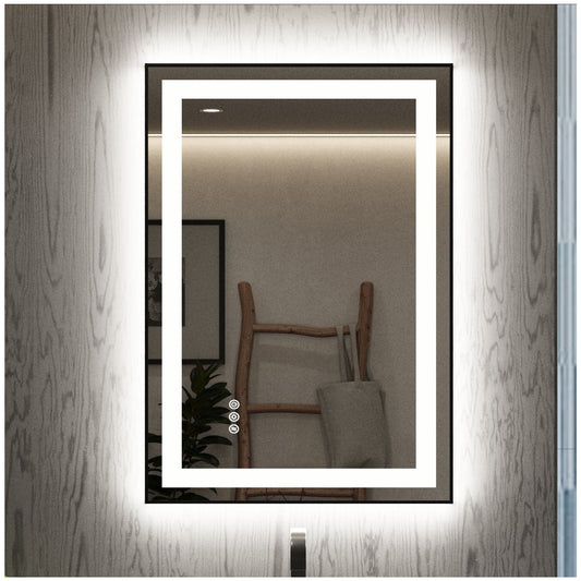 Bathroom Mirror with Lights - 36” Matte Black Lighted Vanity Mirror