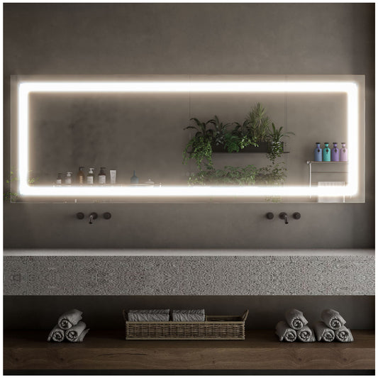 Modern Bathroom Vanity Mirror - 84” White Lighted Vanity Mirror