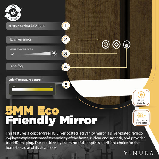 Modern LED Bathroom Mirrors - 84” Black Vanity Mirror with Lights