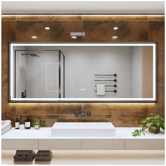 LED Mirror for Bathroom - 88” Black Framed Vanity Mirror with Lights