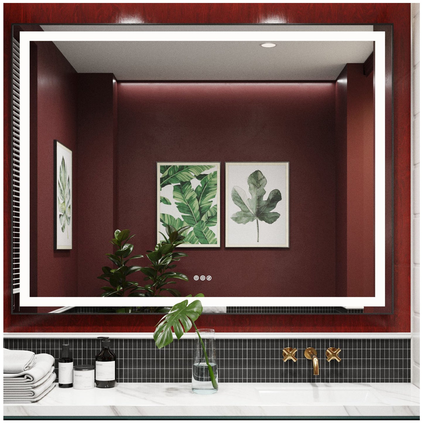 Lighted Bathroom Mirror - 60” White Smart Bathroom Mirror with Lights