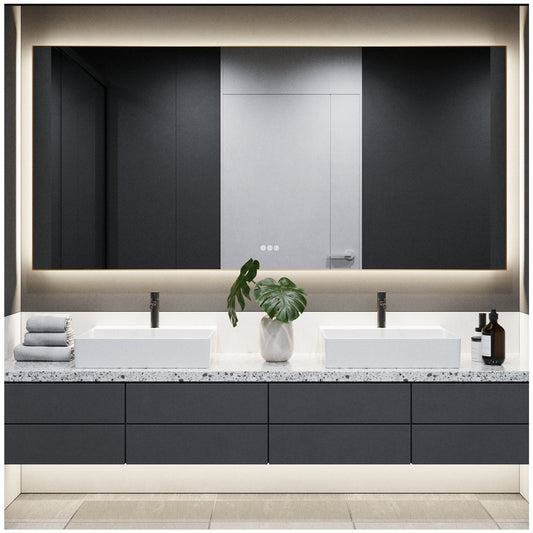 Modern Vanity Mirror with Lights - 72” Gold Bathroom Mirror