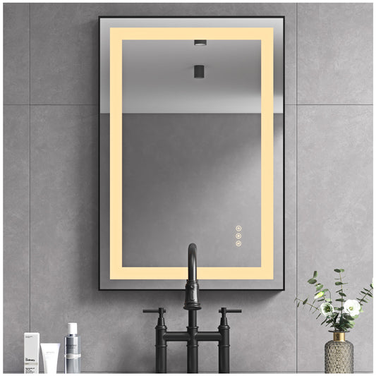LED Bathroom Mirror - Matte Black 36” Bathroom Mirrors for Vanity