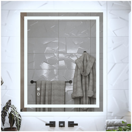 Bathroom Vanity Mirrors - White Aluminum 36” LED Bathroom Mirror