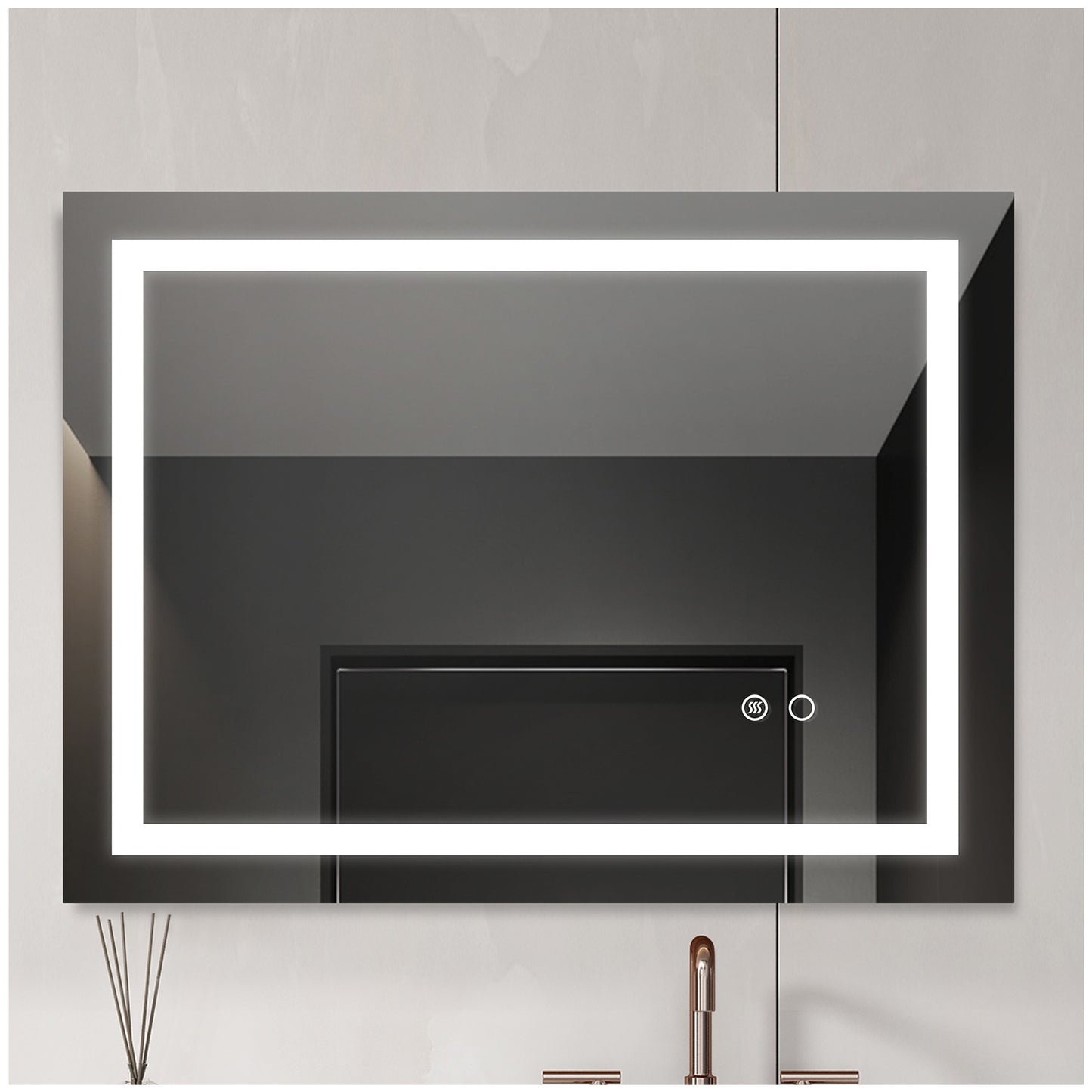 Wall-Mounted Mirrors - 40” White Vanity Mirror with Lights