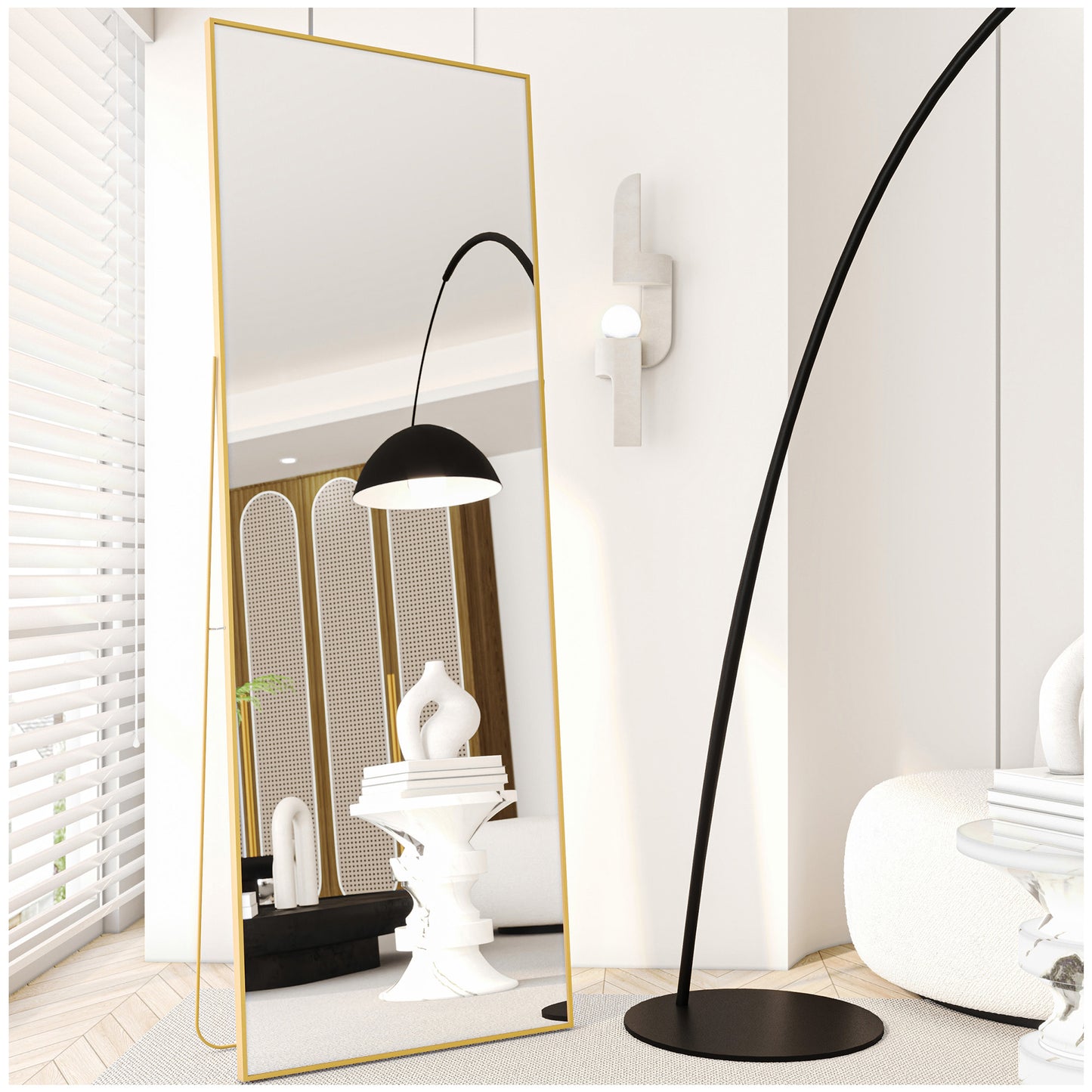 Floor & Full Length Mirrors - 65” Gold Full Body Mirror for Bedroom