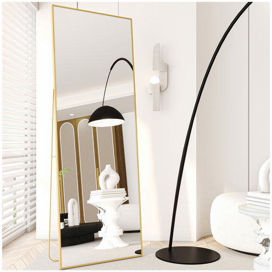 Floor & Full Length Mirrors - 65” Gold Full Body Mirror for Bedroom