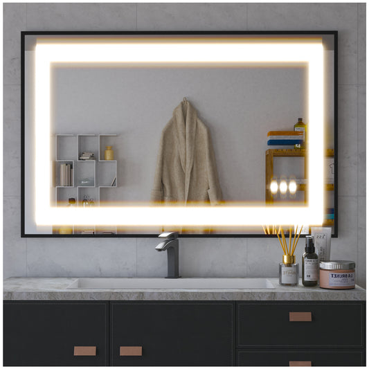 LED Bathroom Mirrors - 36” Matte Black Bathroom Mirror with Lights