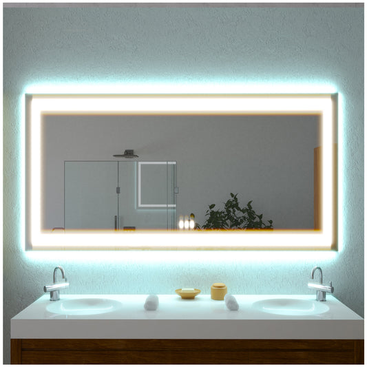 Lighted Bathroom Mirrors - 72” White Bathroom Mirror with Lights