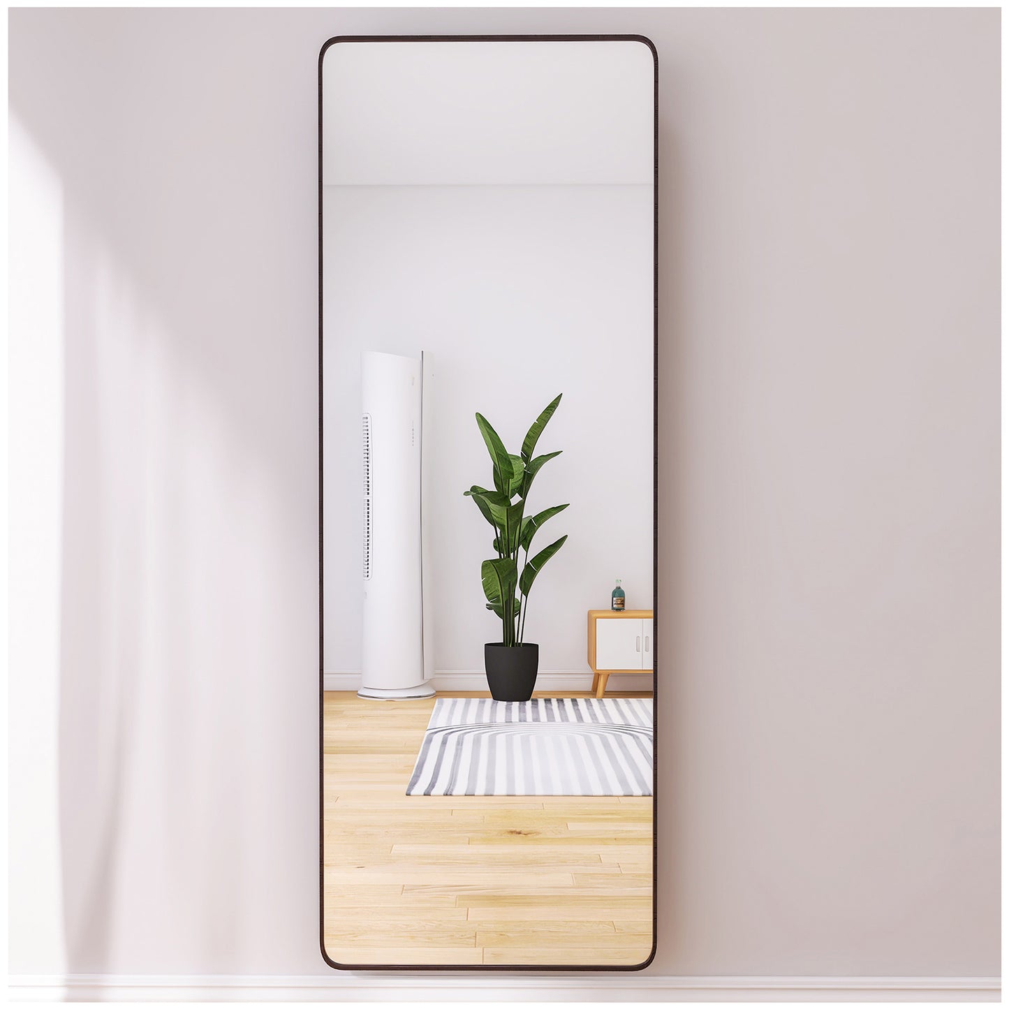 Modern Long Mirrors for Bedroom - 65” Black Floor Mirror Full Length