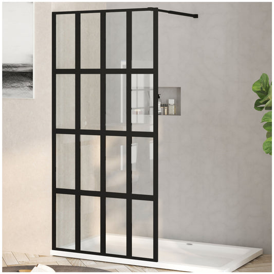 Single Shower Wall Panels - Black Tempered Shower Glass Panel