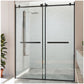 Adjustable Sliding Shower Glass Door - Matte Black Shower Panels