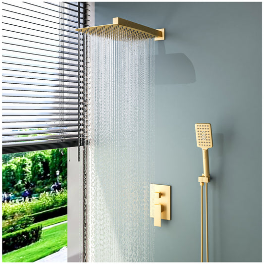 Shower Faucets Sets - Gold Rain Shower Head with Handheld Spray