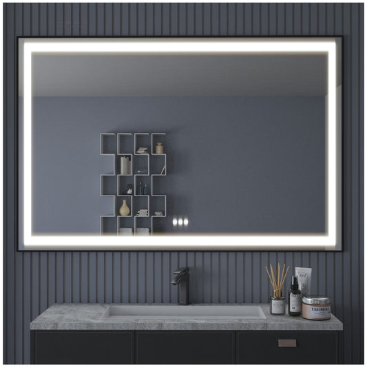 Bathroom Mirror with Lights - 72” Matte Black LED Bathroom Mirror