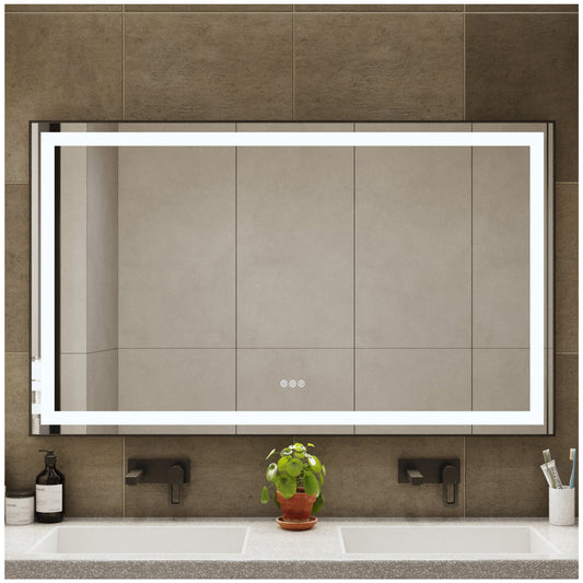 Modern Vanity Mirror with Lights - 60” Matte Black Led Bathroom Mirror