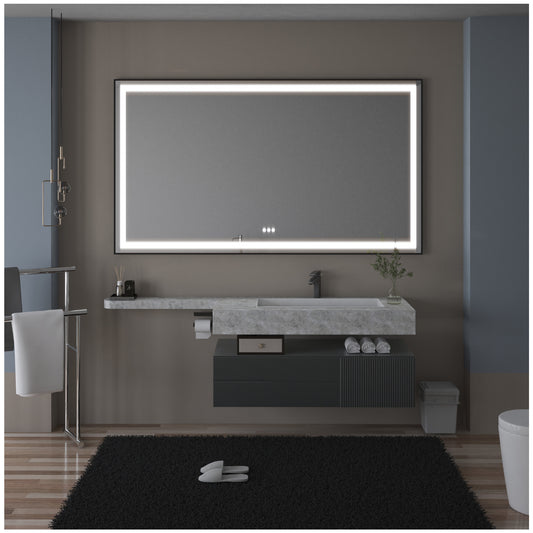 Vanity Mirror with Lights - 84” Matte Black LED Bathroom Vanity Mirror