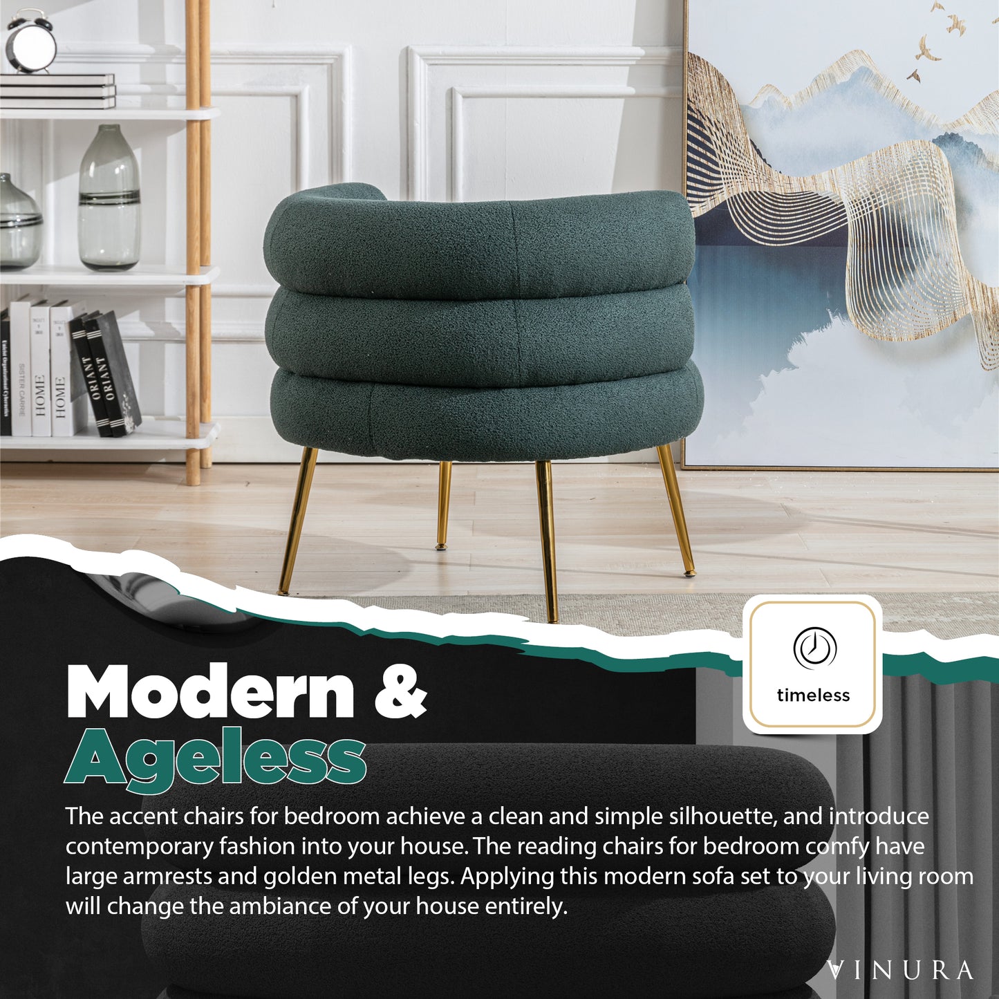 Velvet Accent Chairs - Modern Style Emerald Living Room Chair 30”