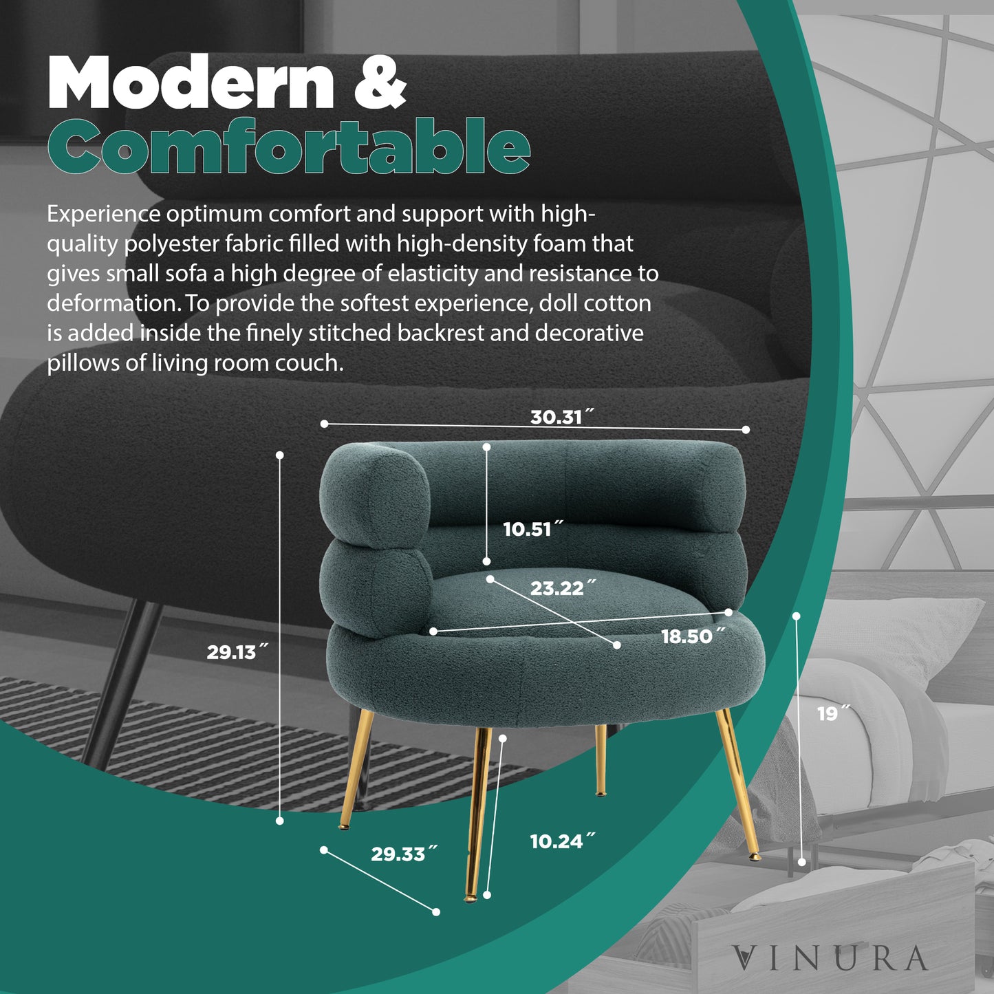 Velvet Accent Chairs - Modern Style Emerald Living Room Chair 30”