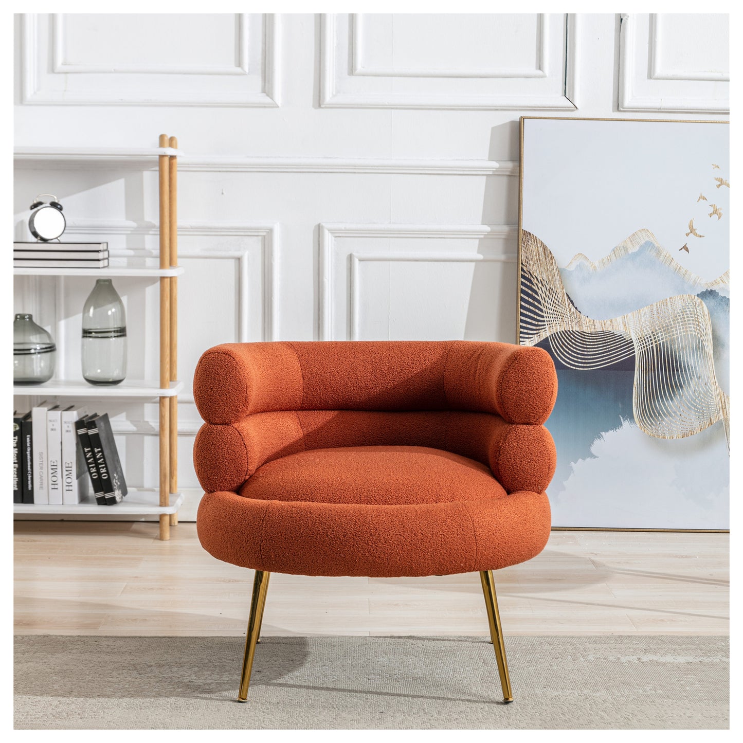 Velvet Living Room Chairs - Modern Style Orange Velvet Accent Chairs