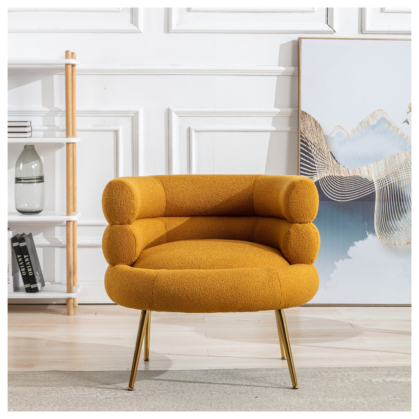 Modern Living Room Chair - Modern Style Mustard Velvet Accent Chairs