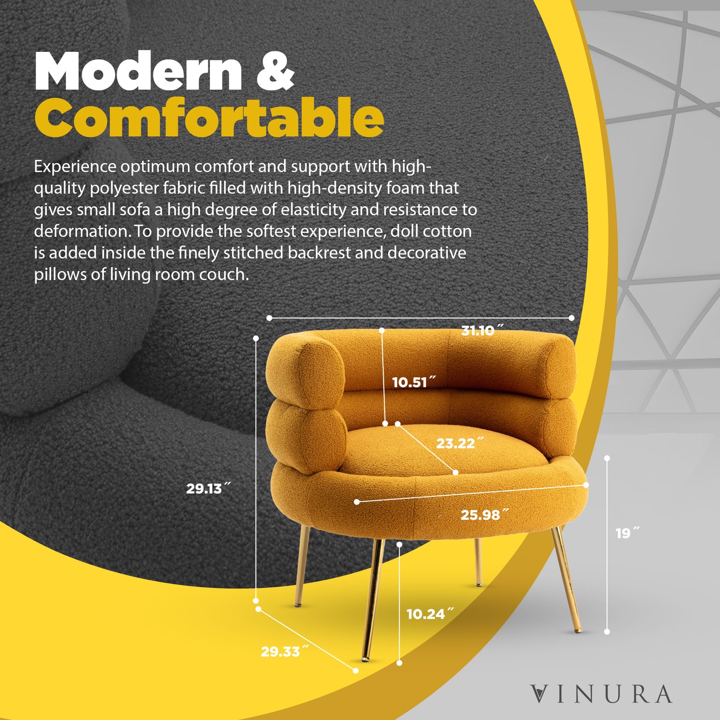 Modern Living Room Chair - Modern Style Mustard Velvet Accent Chairs