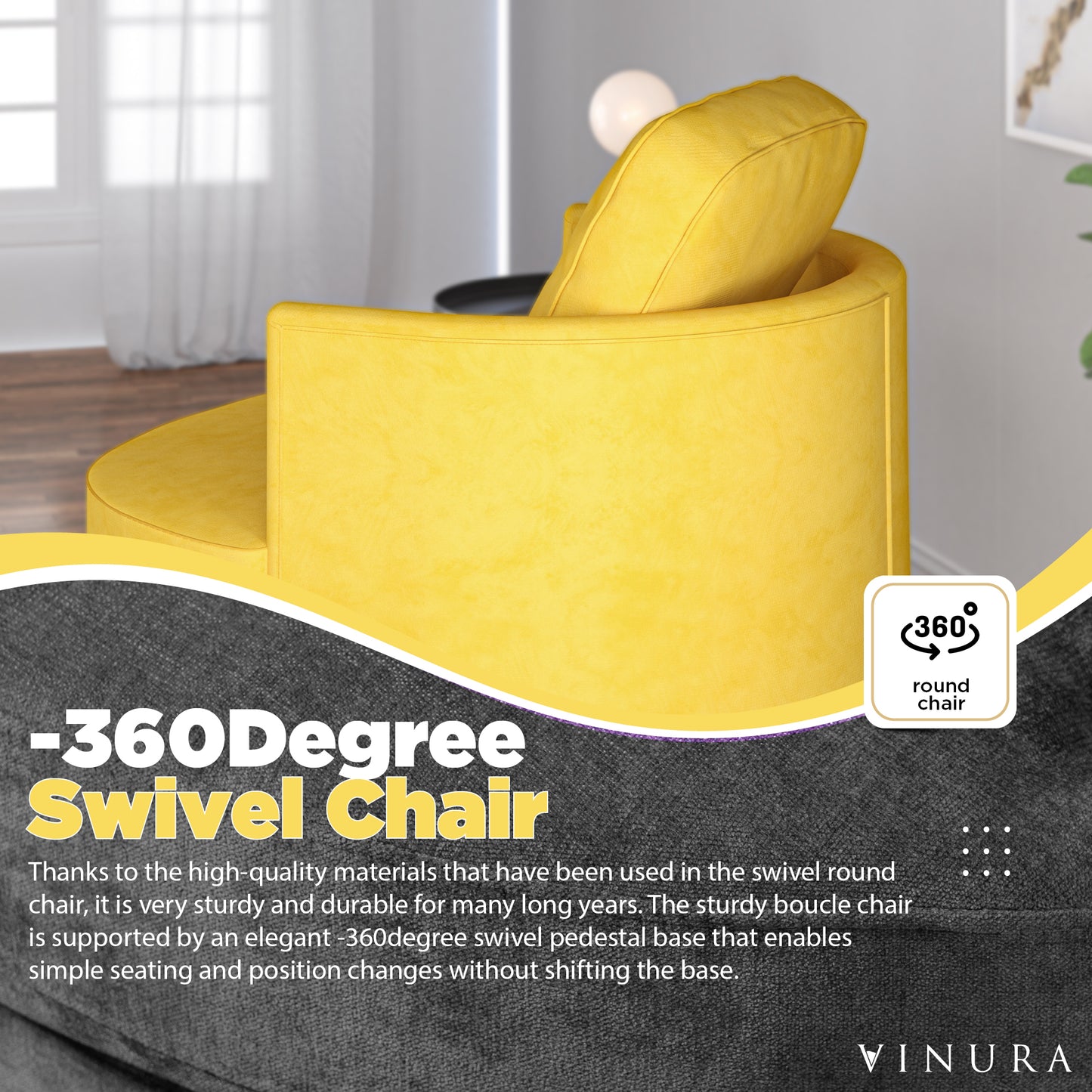 Modern Accent Chairs - Yellow 360 Degree Swivel Swivel Barrel Chair