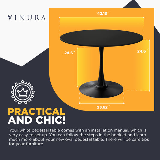 Round Dining Table - 42” Black Dining Table