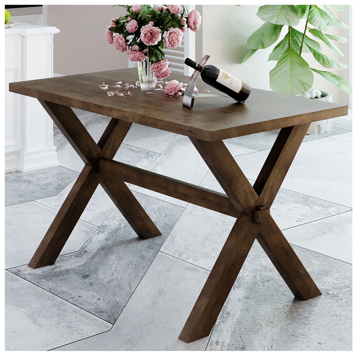 Wood Dining Table - Brown Small Dining Table 36 Inch Table