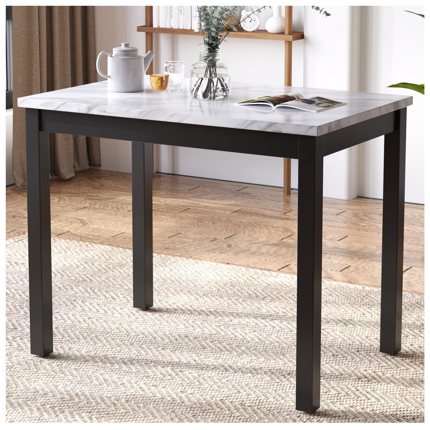 Contemporary Dining Tables - Faux Marble Dining Table 36 Inch