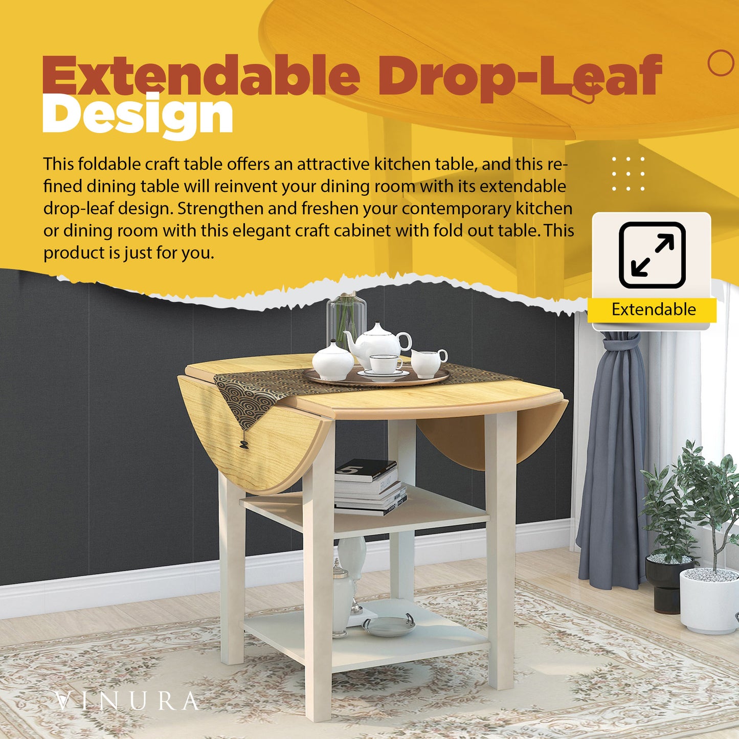 Contemporary Dining Tables - Round Drop Leaf Table 42 Inch