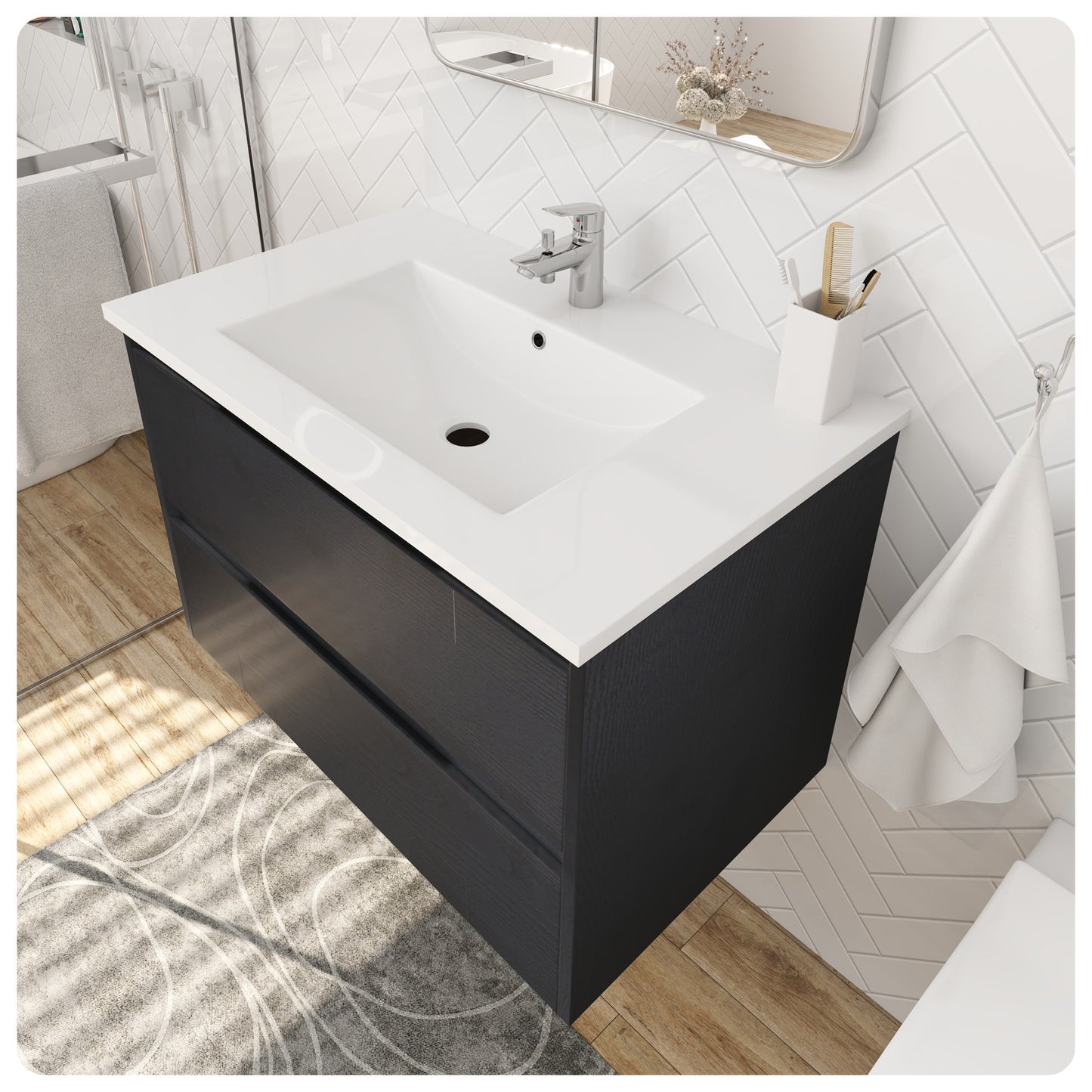 Floating Bathroom Vanity - Mountain Grain Grey Bathroom Vanity