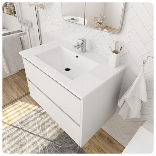 Floating Bathroom Vanity - Mountain Grain White Bathroom Vanity