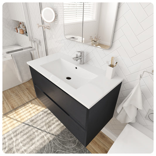 Floating Bathroom Vanity W White Sink - Bathroom Cabinet with Sink