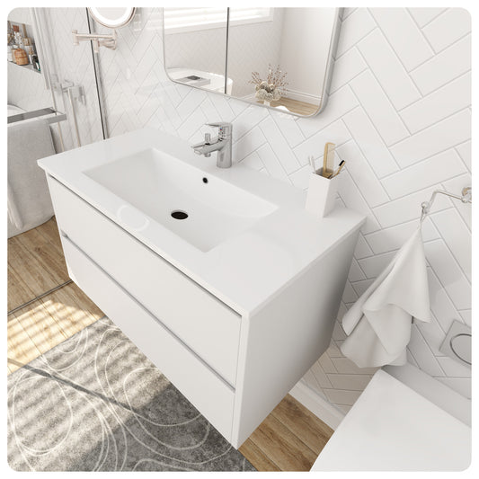 Floating Bathroom Vanity - Light Oak Bathroom Cabinet 30 Inch