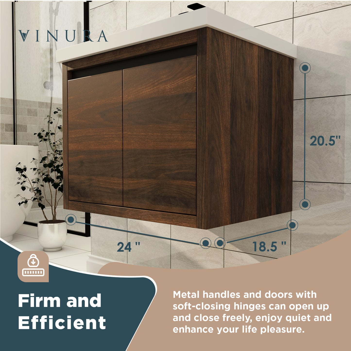 Floating Bathroom Vanity - Imitative Oak Bathroom Cabinet with sink