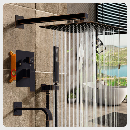 Vinura Bathtub Shower Combo Luxury Bathroom Rainfall - Oil Rubbed Bronze