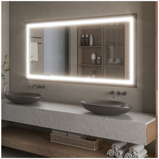 LED Mirror for Bathroom - 72” Black Framed Bathroom Vanity Mirror