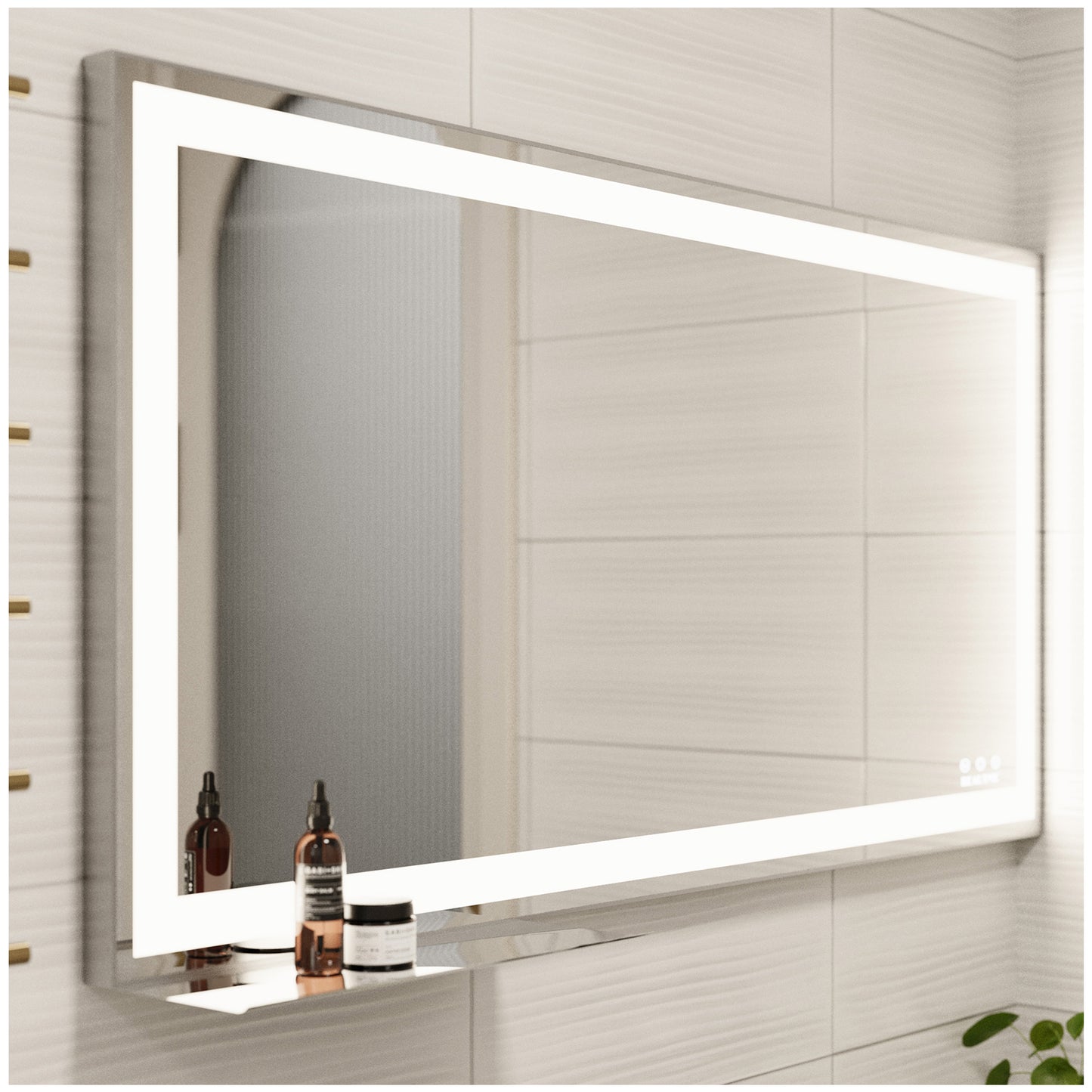 Bathroom Mirror with Lights - Silver Led Bathroom Mirror 48x24 Inches