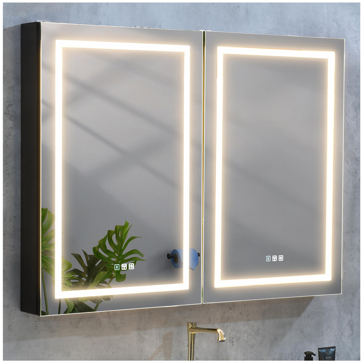 Bathroom Mirrors for Wall - 48” Anthracite Frameless Led Vanity Mirror