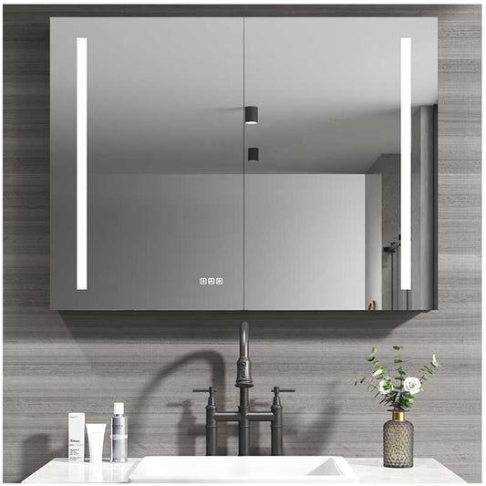 Bathroom Medicine Cabinet with Mirror - Metallic Grey Bathroom Mirror