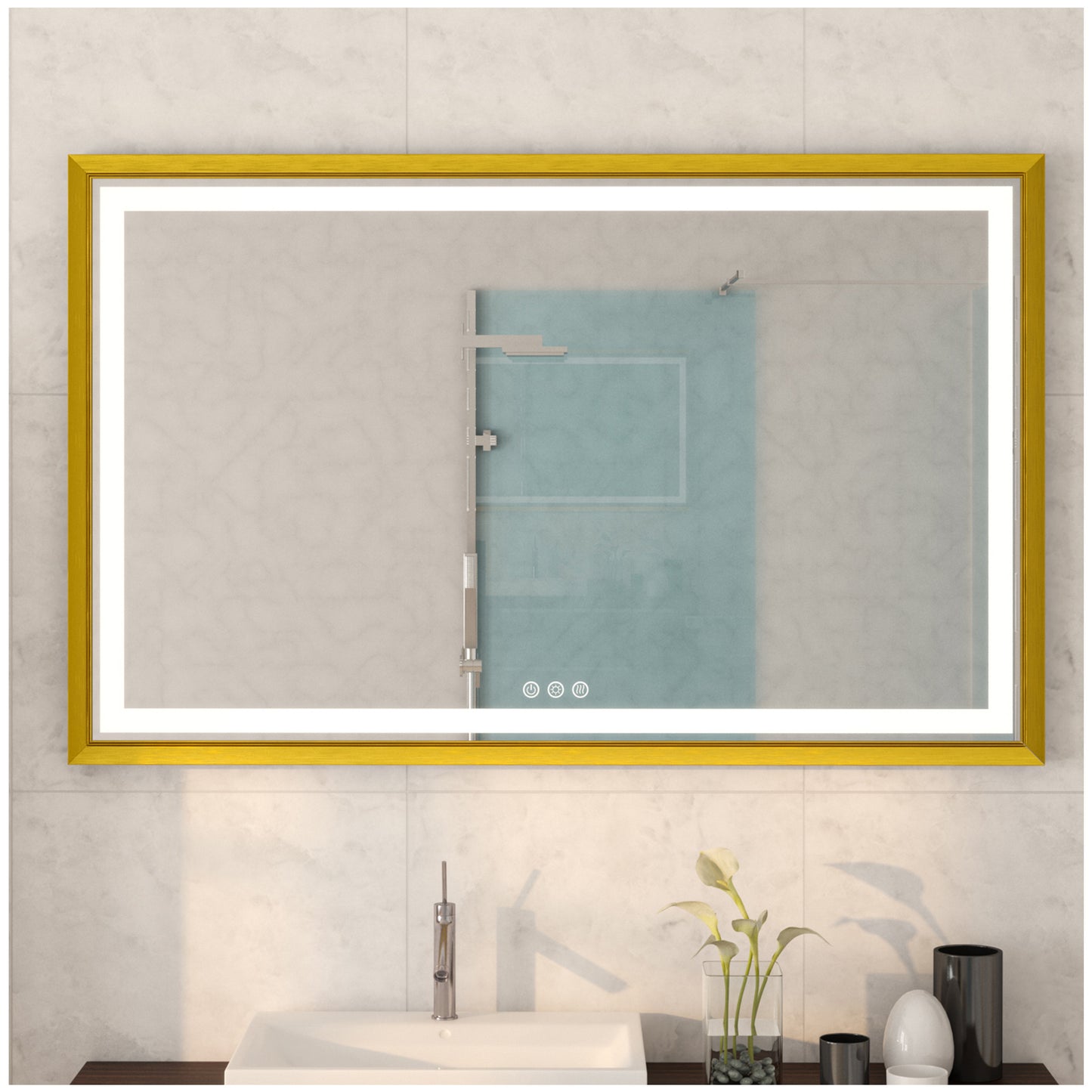 Bathroom Vanity Mirrors for Wall - 48” Gold Gym Mirrors for Home Gym