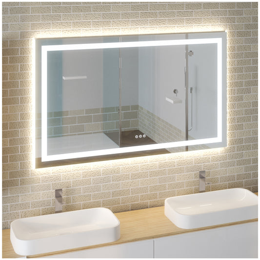 Modern Bathroom Vanity Mirror - 60” White Vanity Mirror with Lights