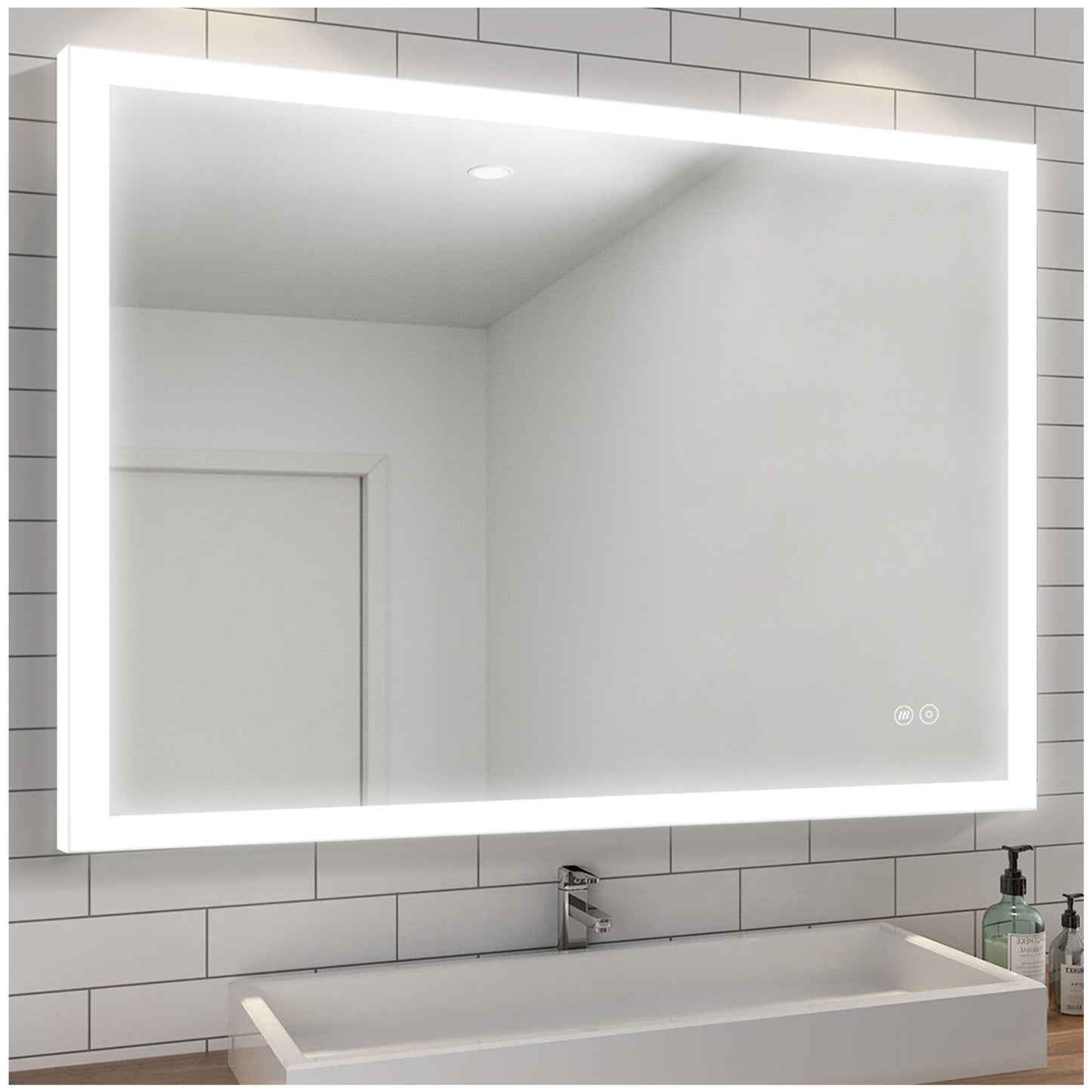 Modern Bathroom Vanity Mirror - 40” White Vanity Mirror with Lights