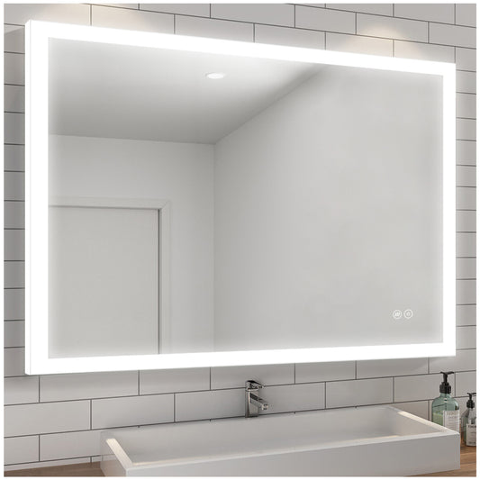 Modern Bathroom Vanity Mirror - 40” White Vanity Mirror with Lights